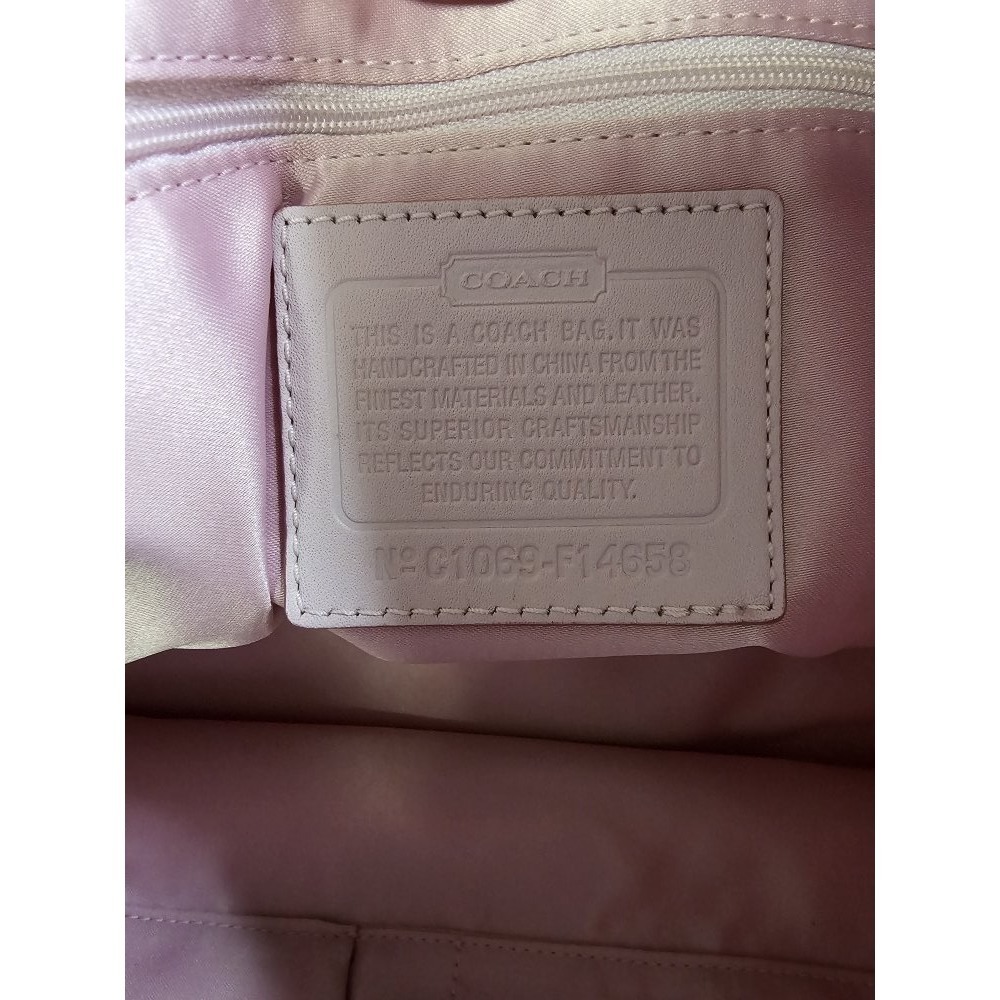Vintage Pink Coach Signature Optic Leah Shoulder Tote Bag - Picture 10 of 14
